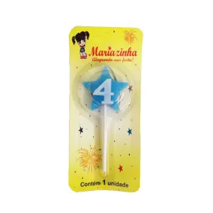 Mariazinha Vela Estrela Nº 4 Azul C/10 – Vela Decorativa para Festas e Aniversários