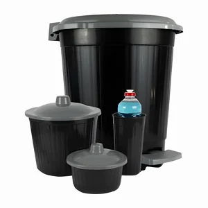 Kit Presente Preto 1 Lixeira 7 LTS + 1 Kit Pia 3 Pçs PlasMotta Ref. 295