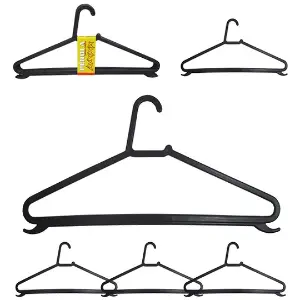 Cabide Roupa De Plastico Chato C/Gancho Preto Perola C/5 Pcs paviplast