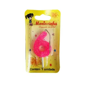 Mariazinha Vela Brilhinho Nº 6 Rosa C/10 – Vela Decorativa para Festas e Aniversários