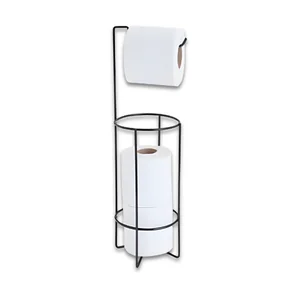 Suporte P/ Papel Higiênico de Chão Preto Linha Banheiro Azzo