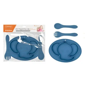 Kit Papinha de Silicone Akash Imports CRS-2265 Tigela Colher e Copo Infantil Antiderrapante