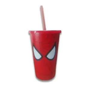 Copo Canudo Spider 550 ml Ref. 4727 Plásticos Ideal – Aventura e Praticidade para os Pequenos Heróis