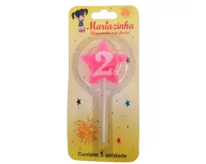 Mariazinha Vela Estrela Nº 2 Rosa C/10 – Vela Decorativa para Festas e Aniversários