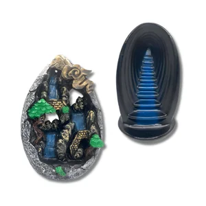 Incensário Cascata Resina Torre/Fonte Ref. 0570 Zed Black