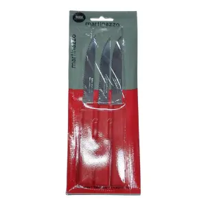 Jogo de Faca para Churrasco 3 Peças Cabo Plástico Vermelho Opa Cartela MARTINAZZO Ref. 65335/8 – Resistente e Prático para Refeições