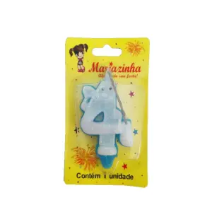 Mariazinha Vela Sorriso Nº 4 Azul C/10 – Vela Decorativa para Festas e Aniversários