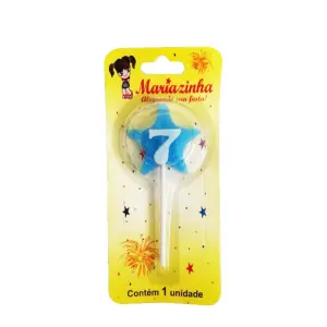Mariazinha Vela Estrela Nº 7 Azul C/10 – Vela Decorativa para Festas e Aniversários