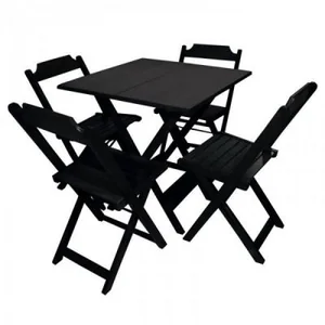 JOGO DE MESA COM 4 CADEIRAS PRETAS JOGO DE MESA COM 4 C MAPLAN