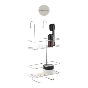 Suporte para Shampoo de Box com Gancho Móvel Níquel Linha Banho Azzo