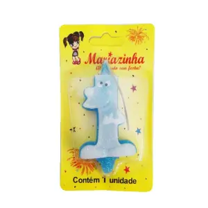 Mariazinha Vela Sorriso Nº 1 Azul C/10 – Vela Decorativa para Festas e Aniversários