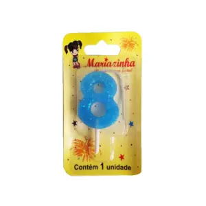 Mariazinha Vela Brilhinho Nº 8 Azul C/10 – Vela Decorativa para Festas e Aniversários