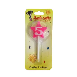 Mariazinha Vela Estrela Nº 5 Rosa C/10 – Vela Decorativa para Festas e Aniversários