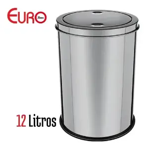 Lixeira Inox Com Tampa Basculante 12 Litros Inox -euro Home