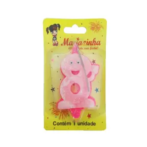 Mariazinha Vela Sorriso Nº 8 Rosa C/10 – Vela Decorativa para Festas e Aniversários
