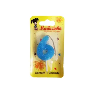 Mariazinha Vela Brilhinho Nº 6 Azul C/10 – Vela Decorativa para Festas e Aniversários