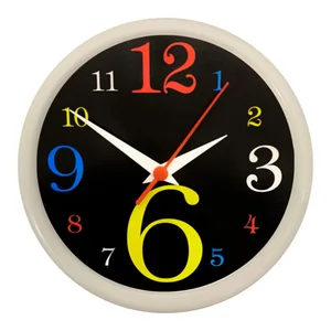 RELÓGIO NUMEROS COLORIDO PRETO - BCO