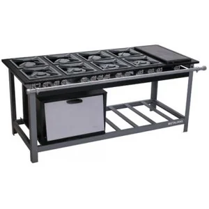 Fogão 8 Bocas com Chapa ou Banho Maria Baixa Pressão M24LX Com 1 Forno METALMAQ