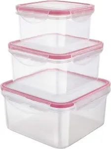 Euro Home - Conjunto Pote Hermético Quadrado 3 Peças - PLA3666-VM