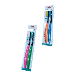 Escova Dental Kit C/2 Pct C/12 BLU Ref BL-6701 Para Higiene Bucal Diária E Uso Familiar