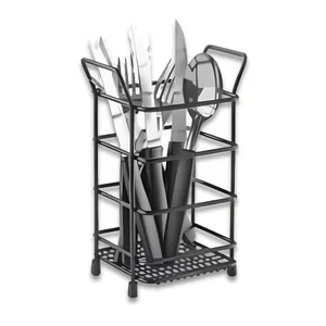 Suporte para Talheres Preto Linha Cozinha Azzo