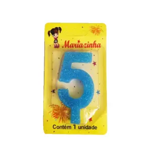 Mariazinha Vela Super Brilho Nº 5 Azul C/10 – Vela Decorativa para Festas e Aniversários