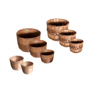 Cesto Redondo em Bambu Natural Ref. 33 a 53 Elis Artesanatos