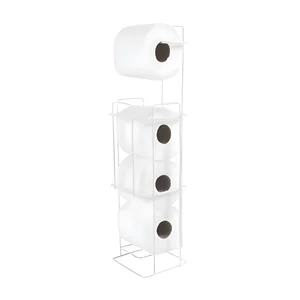 Suporte Para Papel Higiênico de Chão Branco Linha Banho Azzo