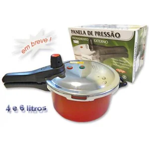 Panela Pressão Vermelha Fechamento Externo 4L FULGOR