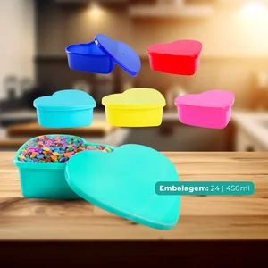 Pote Coração 450ml Plásticos Ideal – Charmoso, Resistente e Perfeito para Presentes ou Sobremesas