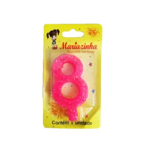 Mariazinha Vela Super Brilho Nº 8 Rosa C/10 – Vela Decorativa para Festas e Aniversários
